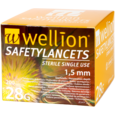 Sie sehen eine Packung Wellion SafetyLancets 28G, Produktbild: 01 Wellion SafetyLancets 28G, A-Nr.: 4041094 - 01