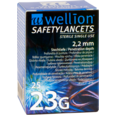 Sie sehen eine Packung Wellion SafetyLancets 23G, Produktbild: 01 Wellion SafetyLancets 23G, A-Nr.: 4091229 - 01