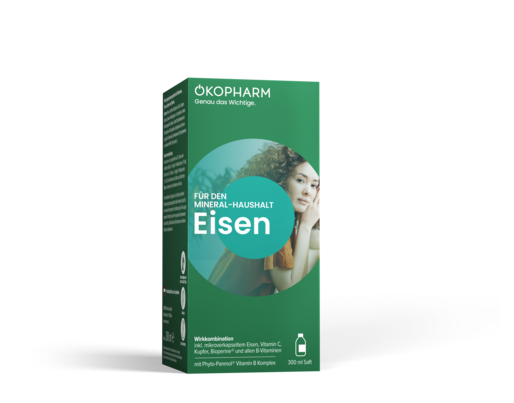 Sie sehen eine Packung Ökopharm® Wirkkombination für den Mineral-Haushalt Eisen Saft 300 mL, Produktbild: 01 Ökopharm® Wirkkombination für den Mineral-Haushalt Eisen Saft 300 mL, A-Nr.: 4275857 - 01