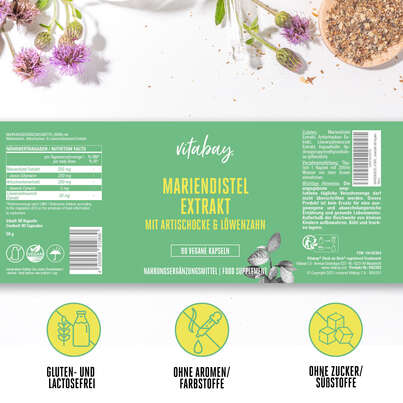 Vitabay Mariendistel Extrakt mit Artischocke &amp; Löwenzahn Kapseln, A-Nr.: 5878724 - 07