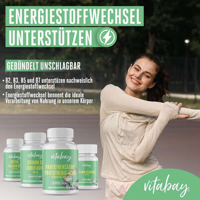 Sie sehen eine Packung Vitabay Pantothensäure (Vitamin B5) 500 mg Kapseln, Produktbild: 02 Vitabay Pantothensäure (Vitamin B5) 500 mg Kapseln, A-Nr.: 5878776 - 02