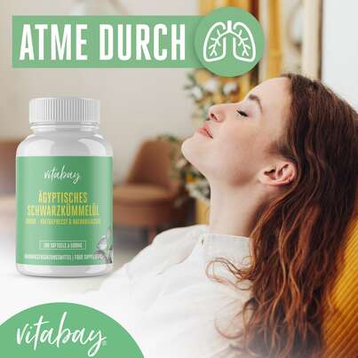 Vitabay Ägyptisches Schwarzkümmelöl 500 mg Weichkapseln, A-Nr.: 5878718 - 02
