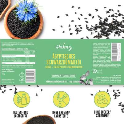 Vitabay Ägyptisches Schwarzkümmelöl 500 mg Weichkapseln, A-Nr.: 5878718 - 05