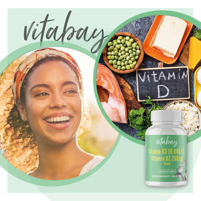 Vitabay Vitamin D3 Depot 10.000 I.E. + Vitamin K2 200 mcg Tabletten, A-Nr.: 5878500 - 04