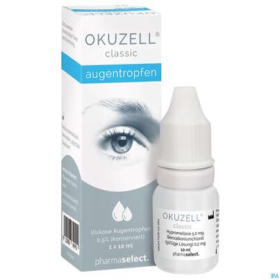 Sie sehen eine Packung Augentropfen Okuzell Classic 10ml, Produktbild: 01 Augentropfen Okuzell Classic 10ml, A-Nr.: 3326216 - 01