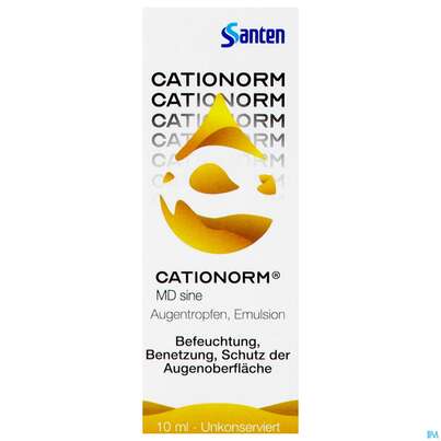 Sie sehen eine Packung Augentropfen Cationorm Md Sne Emulsion 10ml, Produktbild: 01 Augentropfen Cationorm Md Sne Emulsion 10ml, A-Nr.: 4839923 - 01