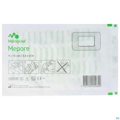 Sie sehen eine Packung Wundverband Mepore Steril 9x 15cm 1st, Produktbild: 01 Wundverband Mepore Steril 9x 15cm 1st, A-Nr.: 0761420 - 01