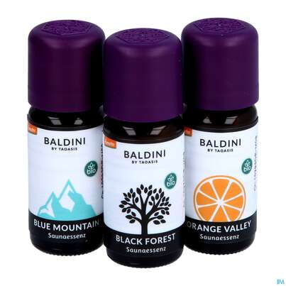 Sie sehen eine Packung Sauna Essenz Taoasis Baldini Kennenlernset 3x10ml 1pk, Produktbild: 08 Sauna Essenz Taoasis Baldini Kennenlernset 3x10ml 1pk, A-Nr.: 4891645 - 08