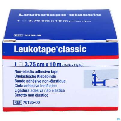 Sie sehen eine Packung Tape Leukotape Classic 10mx 3,75cm Blau 1st, Produktbild: 01 Tape Leukotape Classic 10mx 3,75cm Blau 1st, A-Nr.: 1561309 - 01