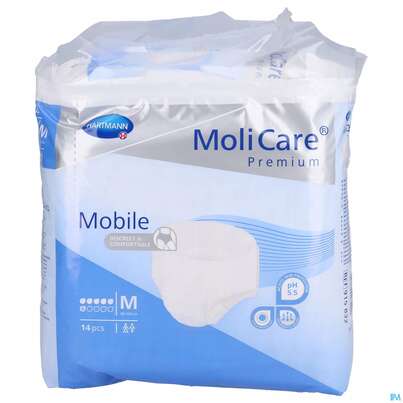 Sie sehen eine Packung Inkontinenz Molicare Premium/mobile/6 Tropfen Blau M 80-120cm 14st, Produktbild: 01 Inkontinenz Molicare Premium/mobile/6 Tropfen Blau M 80-120cm 14st, A-Nr.: 2578648 - 01