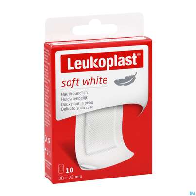 Sie sehen eine Packung Wundpflaster Leukoplast/soft 38x72mm 7645016 10st, Produktbild: 03 Wundpflaster Leukoplast/soft 38x72mm 7645016 10st, A-Nr.: 4369162 - 03