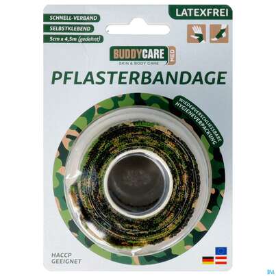 Sie sehen eine Packung Buddycare Pflasterbandage Med Latexfrei Flexibel Kohaesiv 5cmx 4,5m Camou Gruen 1st, Produktbild: 01 Buddycare Pflasterbandage Med Latexfrei Flexibel Kohaesiv 5cmx 4,5m Camou Gruen 1st, A-Nr.: 5289436 - 01