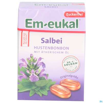 Em-eukal Bonbons Zuckerfrei Salbei Box 50g, A-Nr.: 5334846 - 01