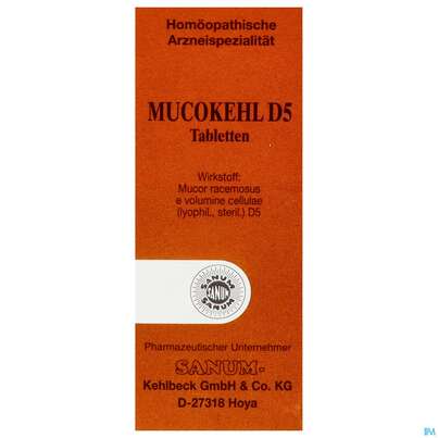 Sie sehen eine Packung Mucokehl Tabl D5 20st, Produktbild: 01 Mucokehl Tabl D5 20st, A-Nr.: 1504062 - 01