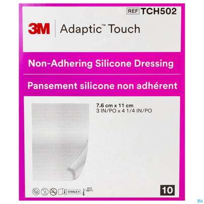 Sie sehen eine Packung Wundverband Adaptic/silikon Touch Nicht Haftend 7,6x 11cm Nr Tch502 10st, Produktbild: 01 Wundverband Adaptic/silikon Touch Nicht Haftend 7,6x 11cm Nr Tch502 10st, A-Nr.: 3837201 - 01
