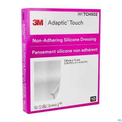 Sie sehen eine Packung Wundverband Adaptic/silikon Touch Nicht Haftend 7,6x 11cm Nr Tch502 10st, Produktbild: 02 Wundverband Adaptic/silikon Touch Nicht Haftend 7,6x 11cm Nr Tch502 10st, A-Nr.: 3837201 - 02