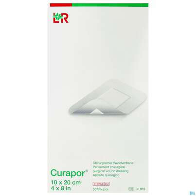 Sie sehen eine Packung Wundverband Curapor Steril Chirurgisch 10x 20cm 50st, Produktbild: 01 Wundverband Curapor Steril Chirurgisch 10x 20cm 50st, A-Nr.: 4041674 - 01