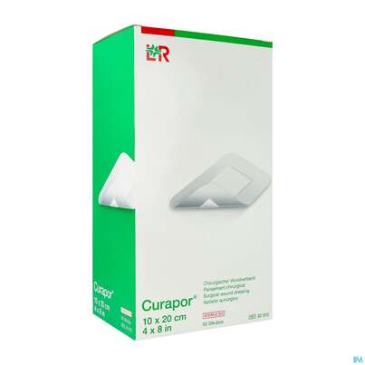 Sie sehen eine Packung Wundverband Curapor Steril Chirurgisch 10x 20cm 50st, Produktbild: 02 Wundverband Curapor Steril Chirurgisch 10x 20cm 50st, A-Nr.: 4041674 - 02