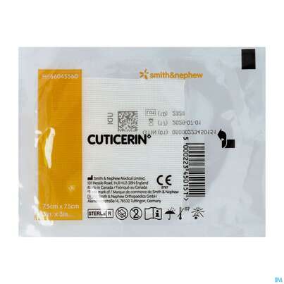 Sie sehen eine Packung Wundverband Cuticerin Salbengaze Neutral Steril 7,5x 7,5cm Nr 45560 1st, Produktbild: 02 Wundverband Cuticerin Salbengaze Neutral Steril 7,5x 7,5cm Nr 45560 1st, A-Nr.: 1165074 - 02