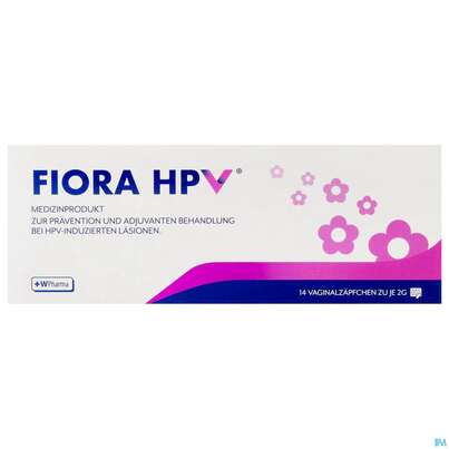 Sie sehen eine Packung Vaginal Supp Fiora Hpv 14st, Produktbild: 01 Vaginal Supp Fiora Hpv 14st, A-Nr.: 5570127 - 01