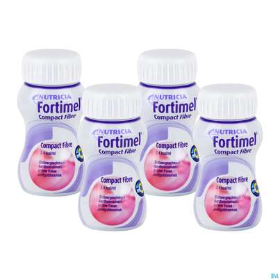 Fortimel/compact/fibre 125ml Vitalflasche Erdbeere 4st, A-Nr.: 3797884 - 01