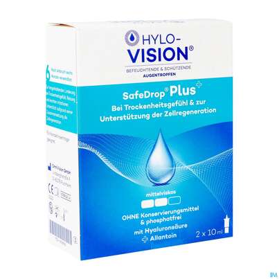 Sie sehen eine Packung Augentropfen Hylo-vision Safe Drop Plus 2x10m 20ml, Produktbild: 02 Augentropfen Hylo-vision Safe Drop Plus 2x10m 20ml, A-Nr.: 5313063 - 02