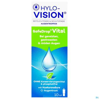 Sie sehen eine Packung Augentropfen Hylo-vision Safe Drop Vital 10ml, Produktbild: 01 Augentropfen Hylo-vision Safe Drop Vital 10ml, A-Nr.: 5279171 - 01
