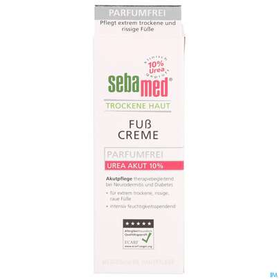Sie sehen eine Packung Fuss Creme Sebamed Trockene Haut Urea 10% Parf.fr 100ml, Produktbild: 01 Fuss Creme Sebamed Trockene Haut Urea 10% Parf.fr 100ml, A-Nr.: 4084956 - 01