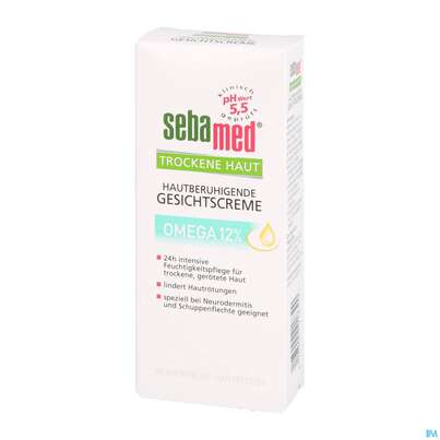 Sie sehen eine Packung Sebamed Intensiv Gesichtscreme Omega 12% 50ml, Produktbild: 02 Sebamed Intensiv Gesichtscreme Omega 12% 50ml, A-Nr.: 4084910 - 02