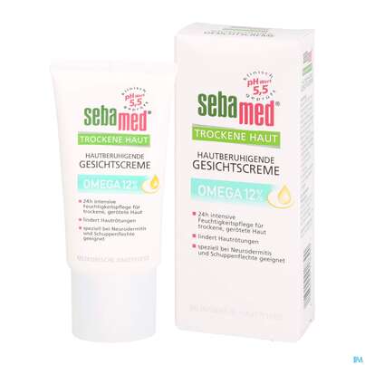 Sie sehen eine Packung Sebamed Intensiv Gesichtscreme Omega 12% 50ml, Produktbild: 04 Sebamed Intensiv Gesichtscreme Omega 12% 50ml, A-Nr.: 4084910 - 04