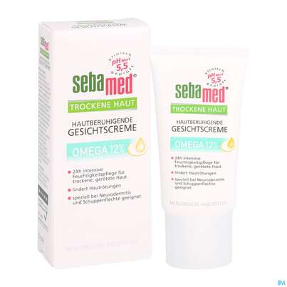 Sie sehen eine Packung Sebamed Intensiv Gesichtscreme Omega 12% 50ml, Produktbild: 05 Sebamed Intensiv Gesichtscreme Omega 12% 50ml, A-Nr.: 4084910 - 05