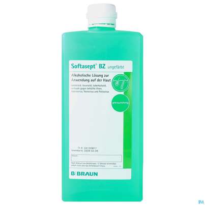 Sie sehen eine Packung Softasept Bz Farblos 1000ml Art.nr. 180238 1st, Produktbild: 01 Softasept Bz Farblos 1000ml Art.nr. 180238 1st, A-Nr.: 5470070 - 01