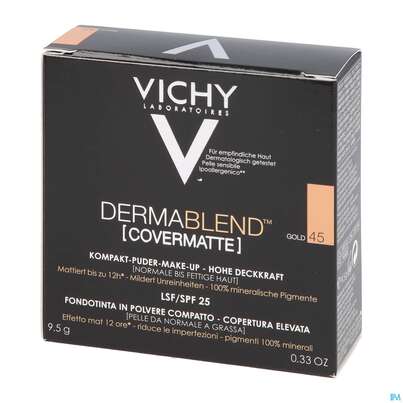 Sie sehen eine Packung Vichy Dermablend Covermatte 45 9,5g, Produktbild: 02 Vichy Dermablend Covermatte 45 9,5g, A-Nr.: 4759963 - 02