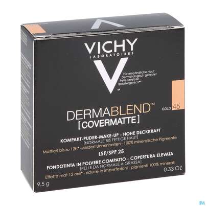 Sie sehen eine Packung Vichy Dermablend Covermatte 45 9,5g, Produktbild: 03 Vichy Dermablend Covermatte 45 9,5g, A-Nr.: 4759963 - 03