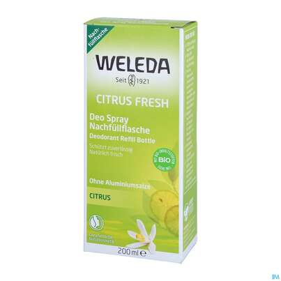 Sie sehen eine Packung Weleda Citrus 24h Deodorant Nachfuellflasche 200ml, Produktbild: 03 Weleda Citrus 24h Deodorant Nachfuellflasche 200ml, A-Nr.: 1614833 - 03