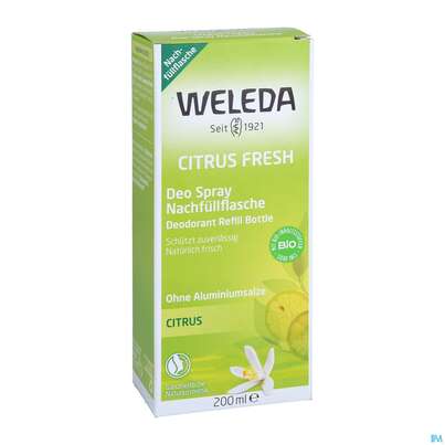 Sie sehen eine Packung Weleda Citrus 24h Deodorant Nachfuellflasche 200ml, Produktbild: 04 Weleda Citrus 24h Deodorant Nachfuellflasche 200ml, A-Nr.: 1614833 - 04