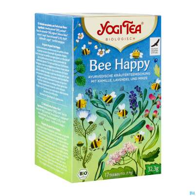 Sie sehen eine Packung Yogi Tea Bio Bee Happy 32,3g 17st, Produktbild: 02 Yogi Tea Bio Bee Happy 32,3g 17st, A-Nr.: 5750208 - 02