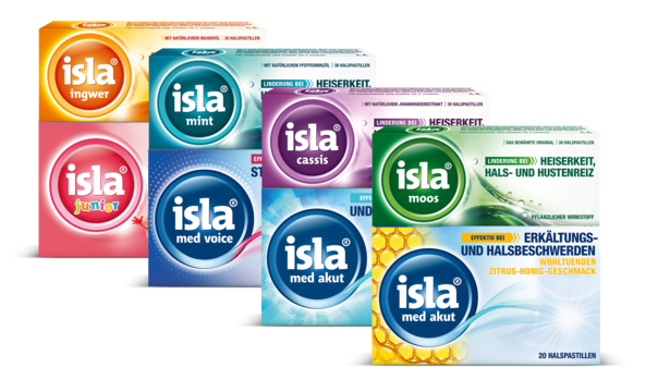 Sie sehen eine Packung isla med akut Zitrus-Honig Halspastillen 50 Stück, Produktbild: 03 isla med akut Zitrus-Honig Halspastillen 50 Stück, A-Nr.: 5817705 - 03