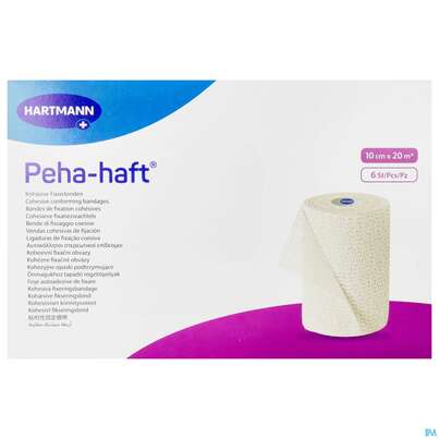Sie sehen eine Packung Peha-haft Fixierbinde/latexfrei 20mx 10cm 6st, Produktbild: 01 Peha-haft Fixierbinde/latexfrei 20mx 10cm 6st, A-Nr.: 3328385 - 01