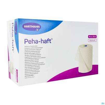 Sie sehen eine Packung Peha-haft Fixierbinde/latexfrei 20mx 10cm 6st, Produktbild: 02 Peha-haft Fixierbinde/latexfrei 20mx 10cm 6st, A-Nr.: 3328385 - 02