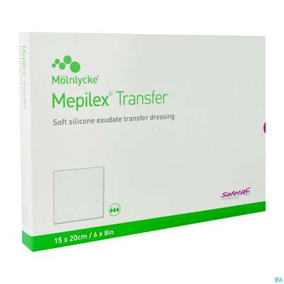 Sie sehen eine Packung Wundverband Mepilex Silikon Transfer 15x20cm -moe 5st, Produktbild: 02 Wundverband Mepilex Silikon Transfer 15x20cm -moe 5st, A-Nr.: 2688319 - 02