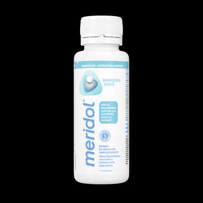 Sie sehen eine Packung meridol® Zahnfleischschutz Mundspülung 100ml, Produktbild: 01 meridol® Zahnfleischschutz Mundspülung 100ml, A-Nr.: 5819242 - 01