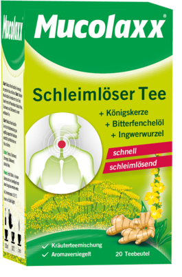 Sie sehen eine Packung Mucolaxx® Schleimlöser Tee für Erwachsene, Produktbild: 01 Mucolaxx® Schleimlöser Tee für Erwachsene, A-Nr.: 5804683 - 01