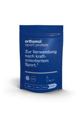 Sie sehen eine Packung Orthomol Sport Pulver Protein Vanille, Produktbild: 01 Orthomol Sport Pulver Protein Vanille, A-Nr.: 5878894 - 01
