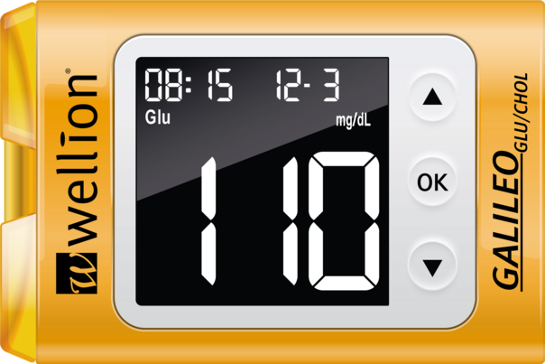 Sie sehen eine Packung WELL10-03CW Wellion GALILEO GLU/CHOL Blutzuckermessgerät gelb, Produktbild: 02 WELL10-03CW Wellion GALILEO GLU/CHOL Blutzuckermessgerät gelb, A-Nr.: 4553517 - 02
