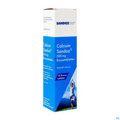 Sie sehen eine Packung Calcium-Sandoz Brausetabl 500mg 20st, Produktbild: 02 Calcium-Sandoz Brausetabl 500mg 20st, A-Nr.: 3524318 - 02