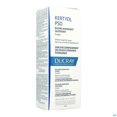 Sie sehen eine Packung Ducray Kertyol P.s.o. Feuchtigkeitsspendender Balsam Zur Täglichen Anwendung 200ml, Produktbild: 02 Ducray Kertyol P.s.o. Feuchtigkeitsspendender Balsam Zur Täglichen Anwendung 200ml, A-Nr.: 4855595 - 02