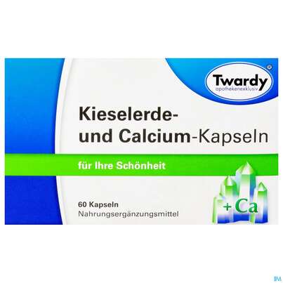 Sie sehen eine Packung Kieselerde +calcium Kapseln-twardy 60st, Produktbild: 01 Kieselerde +calcium Kapseln-twardy 60st, A-Nr.: 1489919 - 01