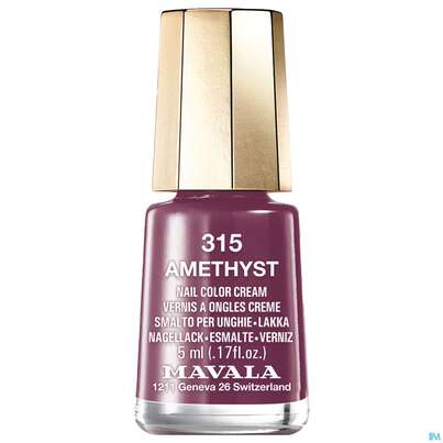 Sie sehen eine Packung Mavala Nagellacke Sublime 315 Amethyst 5ml, Produktbild: 01 Mavala Nagellacke Sublime 315 Amethyst 5ml, A-Nr.: 4152103 - 01