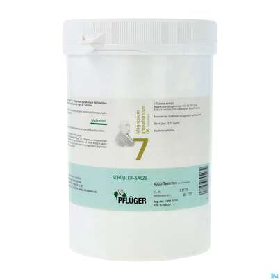 Sie sehen eine Packung Biochemie Pflueger Schuessler 7 Magnesium Phosphor Tabl D 6 4000st, Produktbild: 02 Biochemie Pflueger Schuessler 7 Magnesium Phosphor Tabl D 6 4000st, A-Nr.: 3704032 - 02